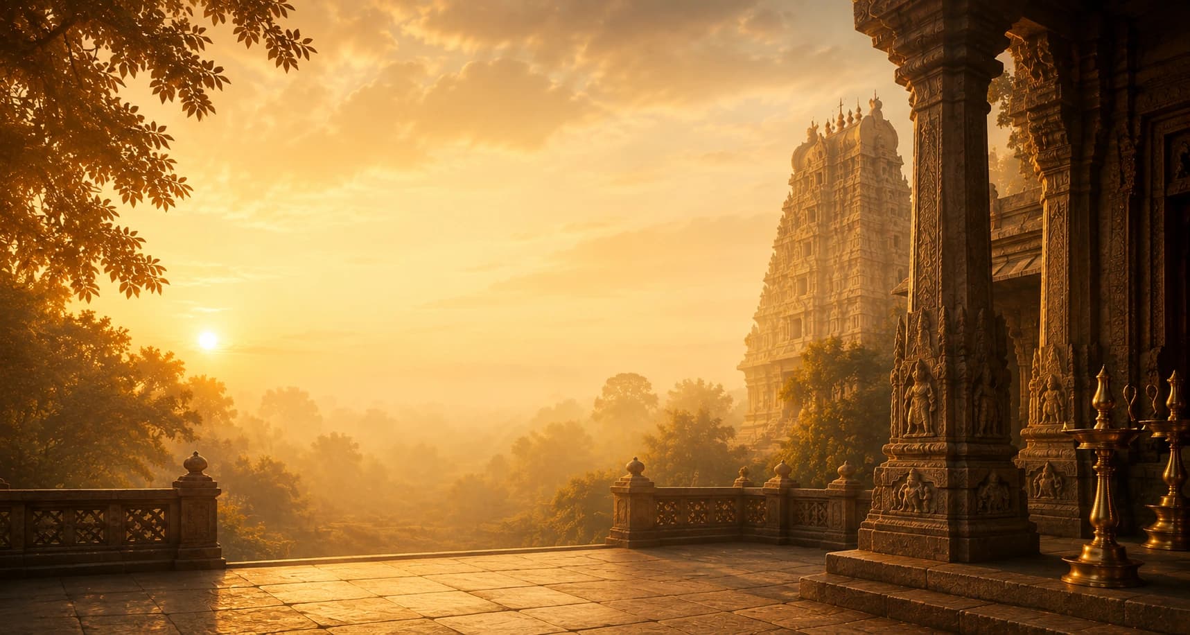 Ancient South Indian temple representing the heritage and traditions behind Hari Nandanam