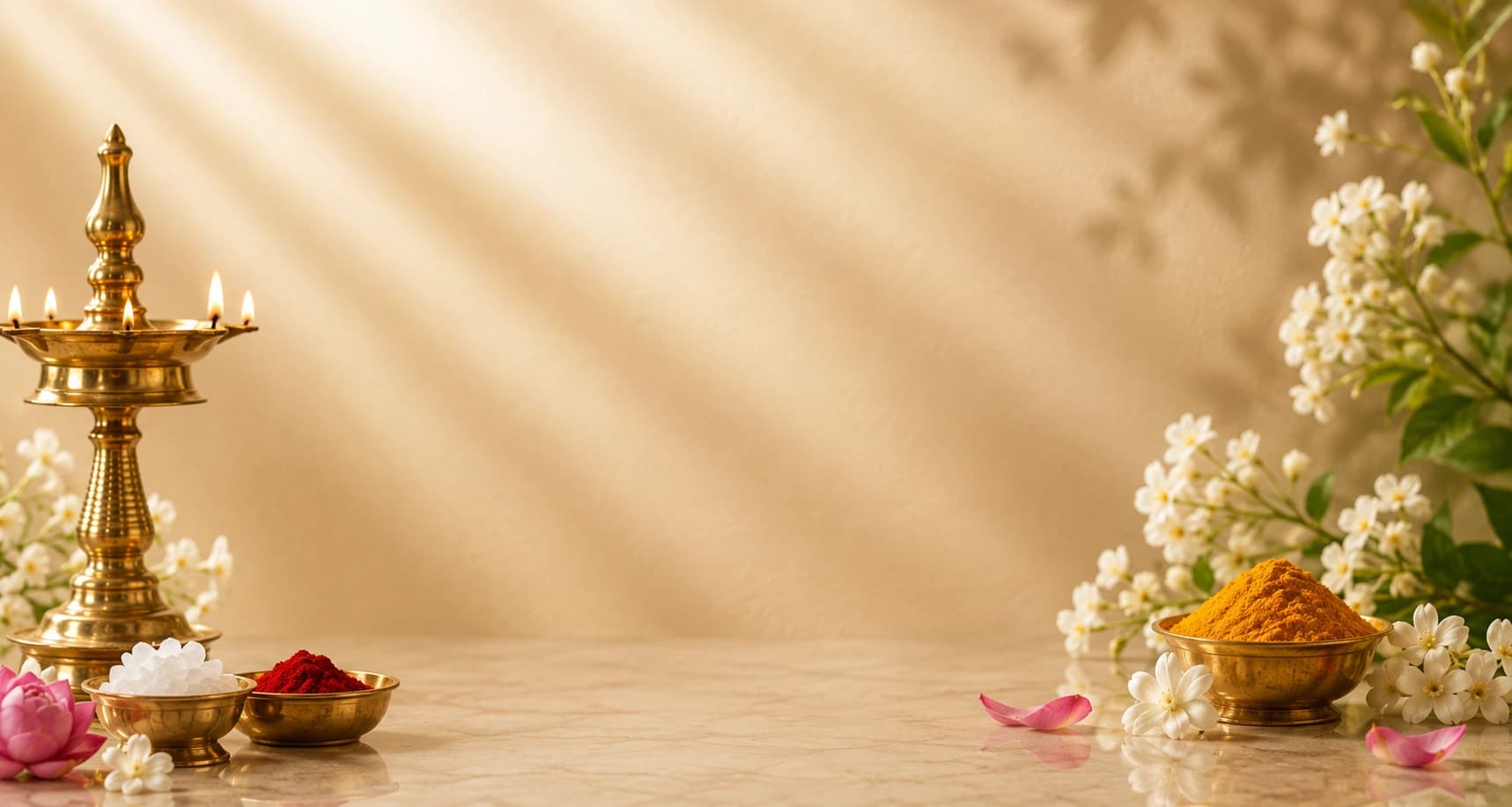 Traditional temple background representing premium pooja products by Hari Nandanam